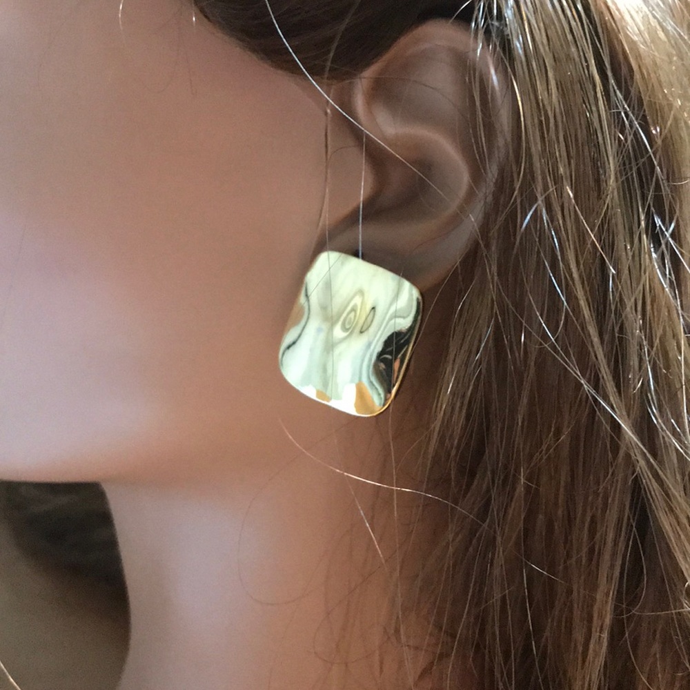 Vintage gold metal clip on earrings